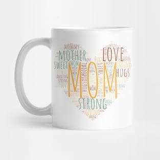 Colorful Heart Mom Mother Love Words Mug